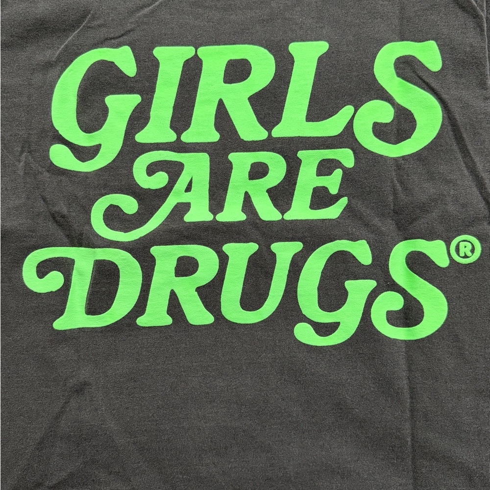 Girls Are Drugs Gray Graphic Tee with Pink & Green Print (NWT) - Picture 5 of 6